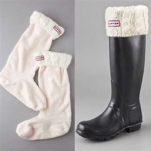 NWT Hunter Women's Original 6 Stitch Cable Tall Boot Sock Cream / White